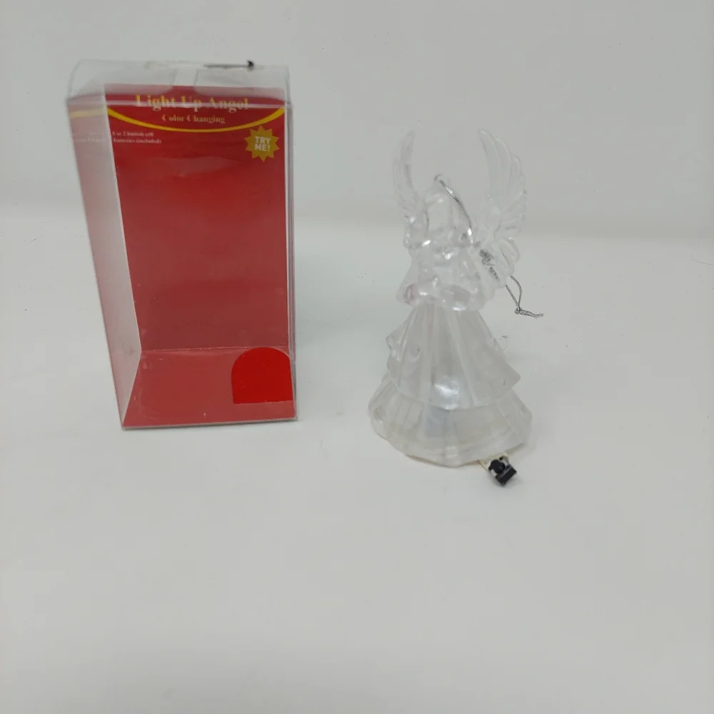 Light Up Angel Clear Glass Ornament Hanging Christmas Decoration Untested